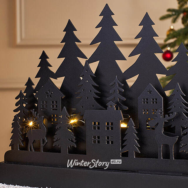 Новогодний светильник Ночь в лесах Тёнсберга 30*23 см, 10 теплых белых LED, на батарейках Koopman