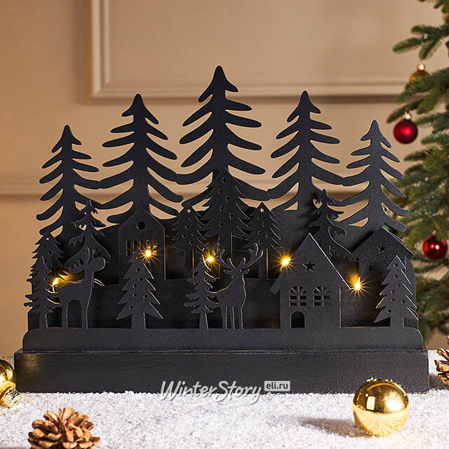 Новогодний светильник Ночь в лесах Нарвика 23 см, на батарейках Koopman