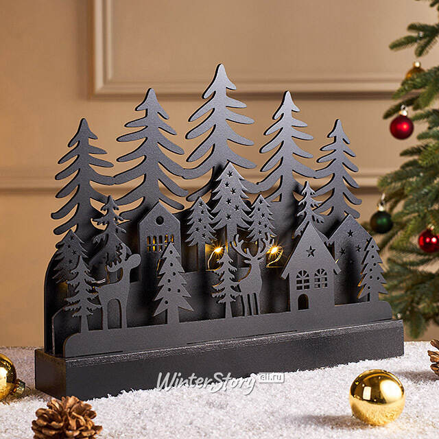 Новогодний светильник Ночь в лесах Нарвика 23 см, на батарейках Koopman