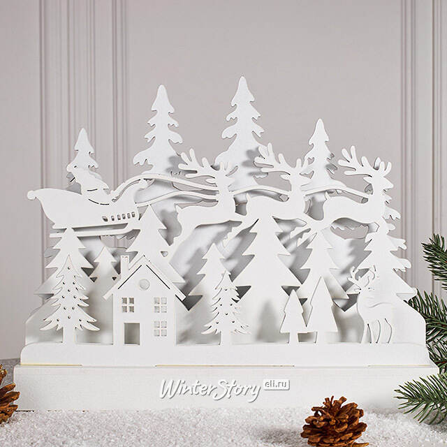 Новогодний светильник Санта в зимнем лесу 29*24 см, на батарейках Koopman