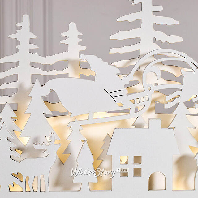 Новогодний светильник Санта в снежном лесу 23 см, на батарейках Koopman