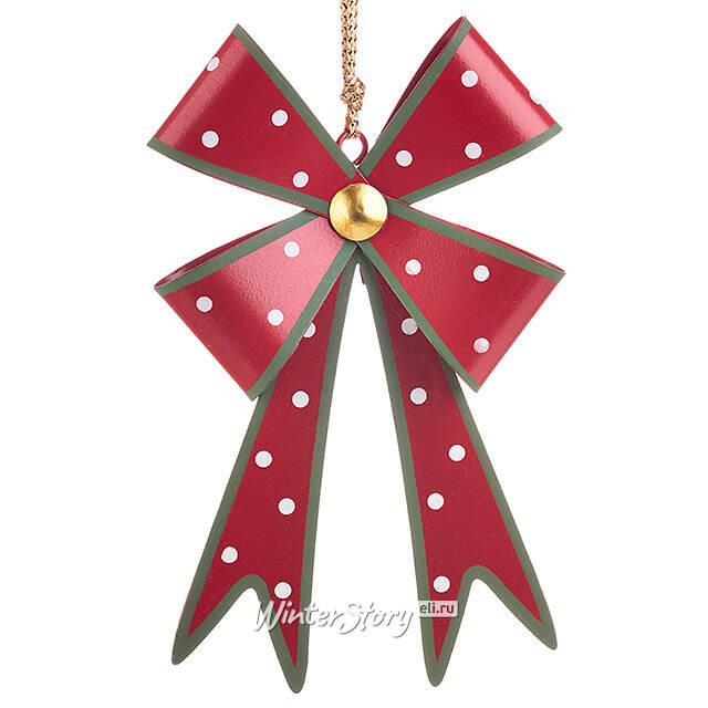 Елочная игрушка Бант Мидлтон - Горошек 9 см, красный Koopman