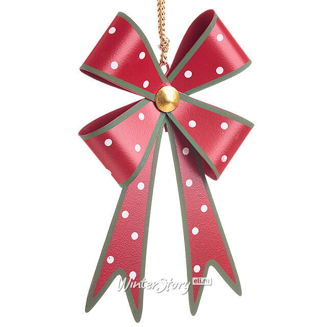 Елочная игрушка Бант Мидлтон - Горошек 9 см, красный Koopman