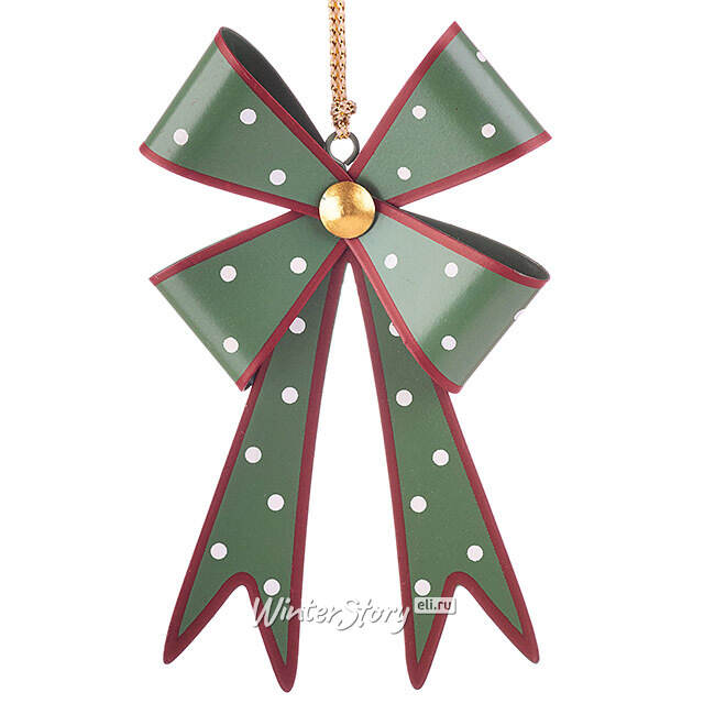 Елочная игрушка Бант Мидлтон - Горошек 9 см, зеленый, металл Koopman