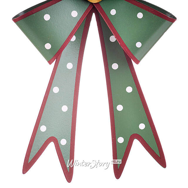 Елочная игрушка Бант Мидлтон - Горошек 9 см, зеленый, металл Koopman