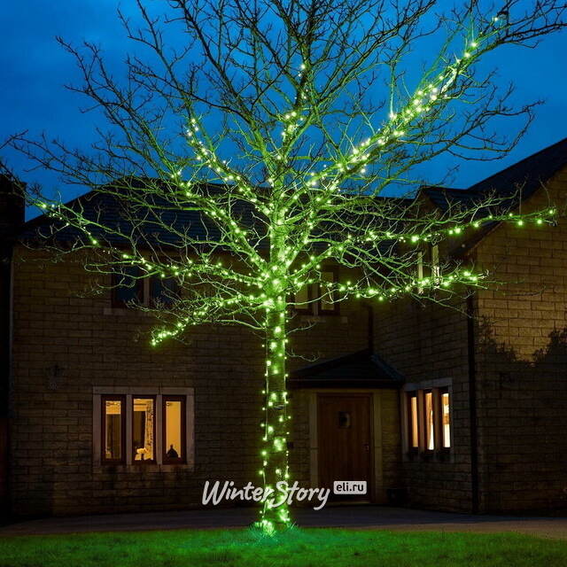 Гирлянды на дерево Клип Лайт Quality Light 100 м, 1000 зеленых LED ламп, с мерцанием, прозрачный ПВХ, IP44 BEAUTY LED