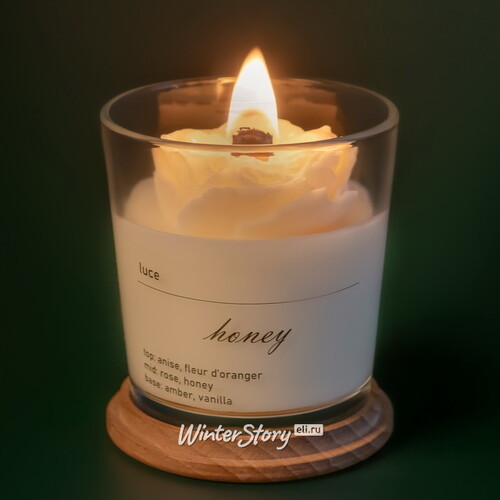 Декоративная ароматическая свеча Luce Rosa: Апельсин + Жасмин, 30 часов горения Luce
