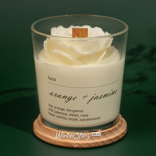Декоративная ароматическая свеча Luce Rosa: Апельсин + Жасмин, 30 часов горения Luce