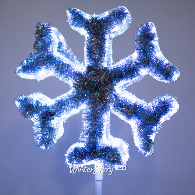 Светодиодная макушка Снежинка Пушистая 50 см холодная белая GREEN TREES
