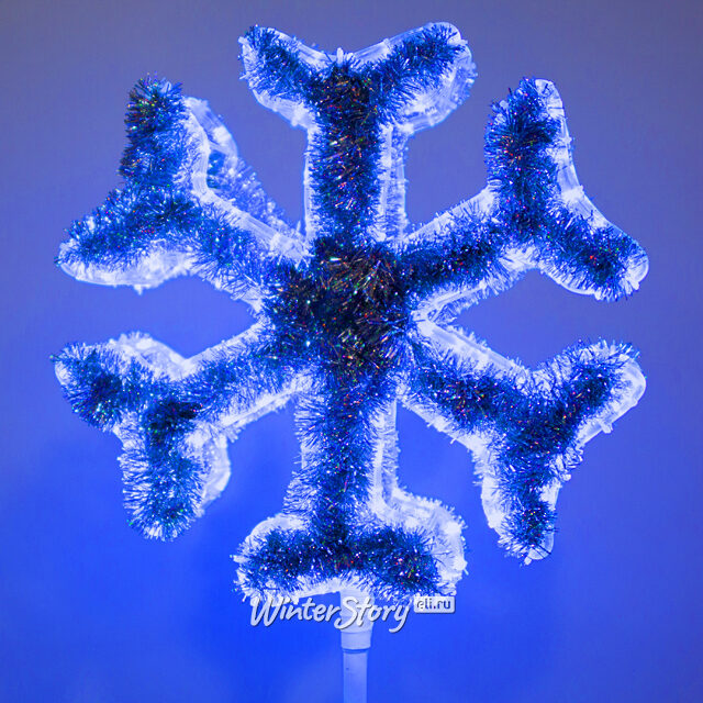 Светодиодная макушка Снежинка Пушистая 50 см синяя GREEN TREES