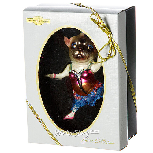 Стеклянная елочная игрушка Собака балерина в короне 13 см, подвеска Holiday Classics