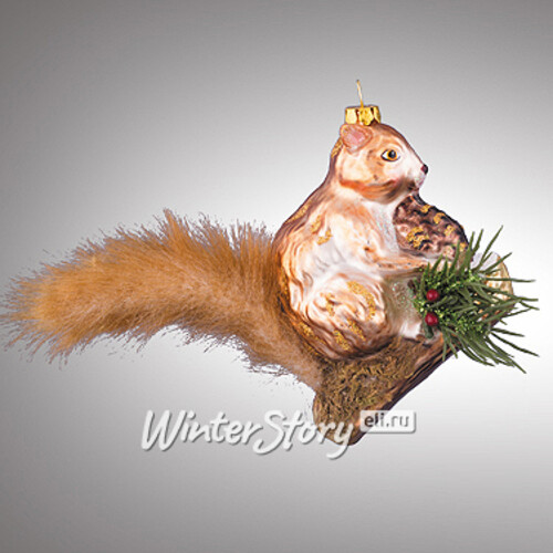 Стеклянная елочная игрушка Лесной гость - Белка 13 см, подвеска Holiday Classics