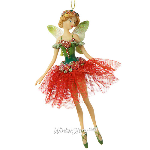 Елочная игрушка Фея - балерина в красной пачке 16 см, подвеска Holiday Classics