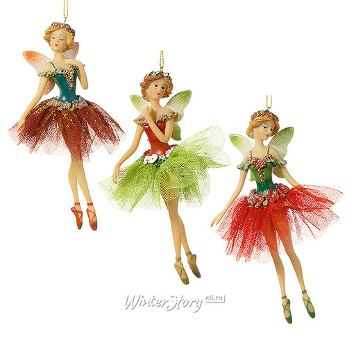 Елочная игрушка Фея - балерина в красной пачке 16 см, подвеска Holiday Classics