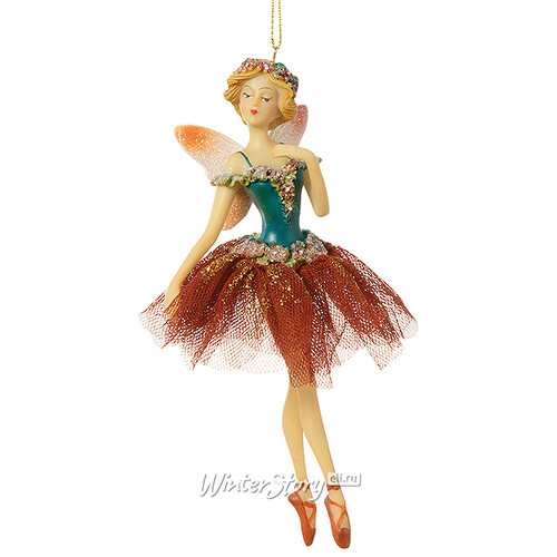Елочная игрушка Фея - балерина в бордовой пачке 16 см, подвеска Holiday Classics