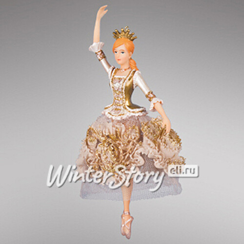 Елочная игрушка Балерина Принцесса на горошине с поднятой рукой 16 см, подвеска Holiday Classics