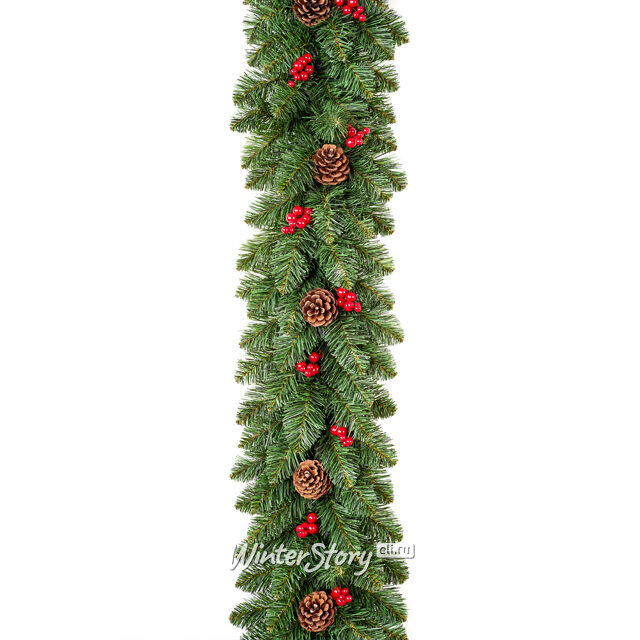 Хвойная гирлянда Боярская с шишками и ягодами 270*25 см, ПВХ Max Christmas (Макс Кристмас)