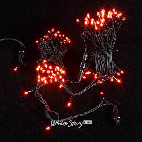 Гирлянда светодиодная уличная Экспо 120 красных LED ламп 20 м, черный КАУЧУК, соединяемая, IP44 Царь Елка