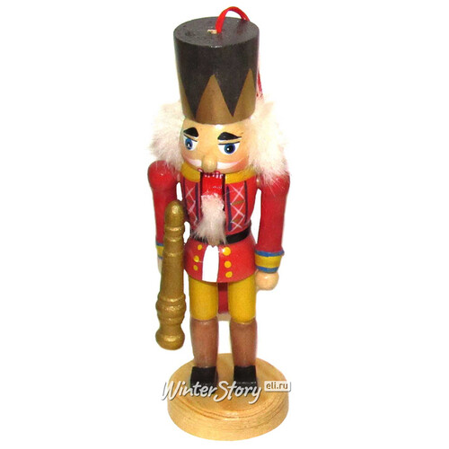 Деревянная елочная игрушка Щелкунчик - Гвардеец 13 см в красном мундире, подвеска Kurts Adler