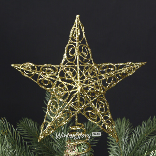 Звезда на елку Кружевная 15 см золотая Kurts Adler