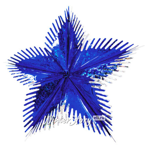 Звезда из фольги Полярная 40 см синяя голографическая с серебряным Holiday Classics