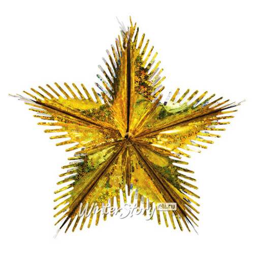 Звезда из фольги Полярная 40 см золотая голографическая с серебряным Holiday Classics