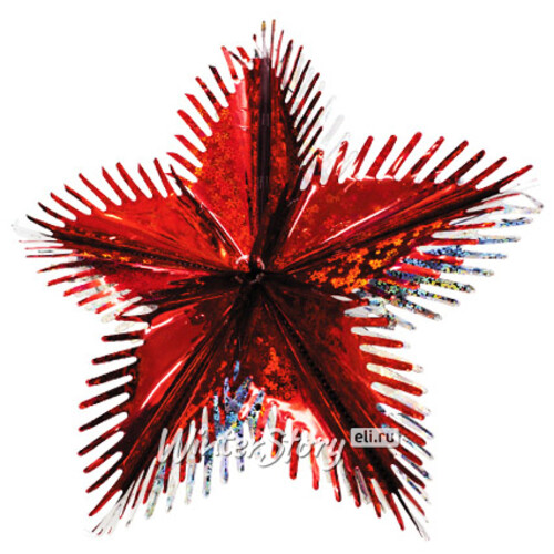 Звезда из фольги Полярная 40 см красная голографическая с серебряным Holiday Classics