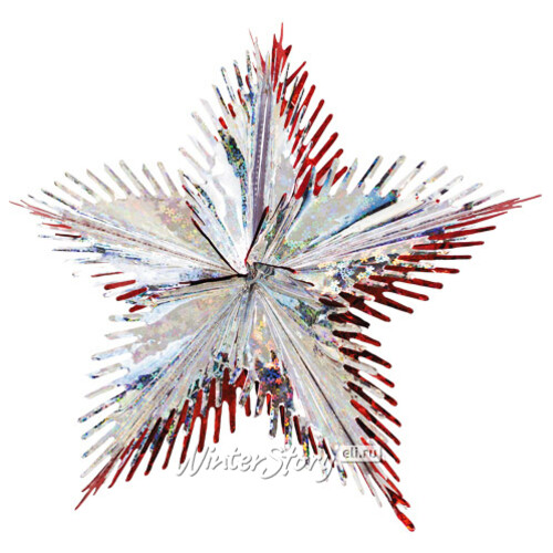 Звезда из фольги Полярная 40 см серебряная голографическая с красным Holiday Classics