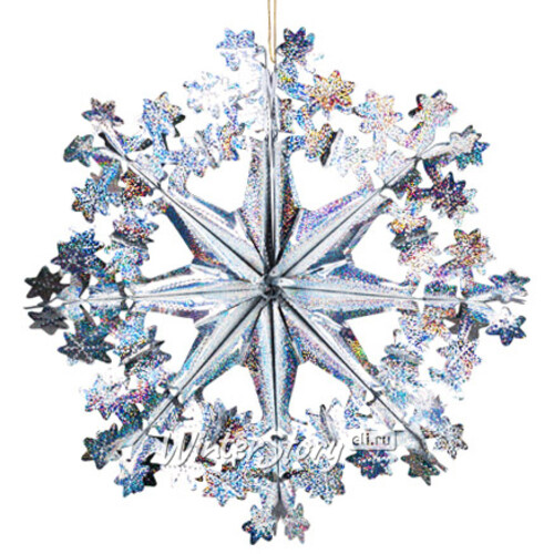 Снежинка из фольги Лучистая 40 см серебряная голографическая Holiday Classics