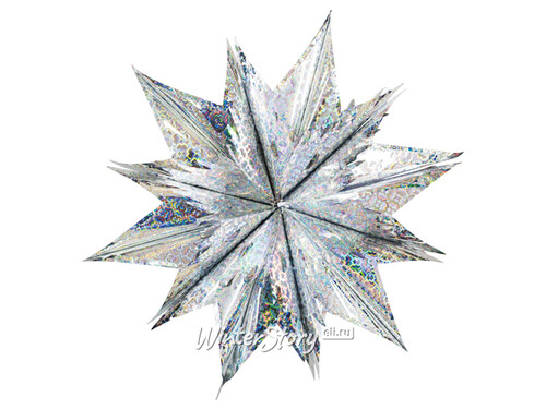 Звезда из фольги Объемная 60 см, серебряная голографическая Holiday Classics