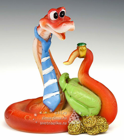 Змея красная с зеленым портфелем, 5.5 см Holiday Classics