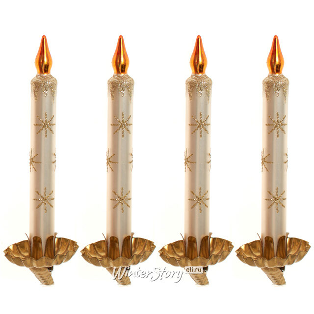 Набор стеклянных елочных игрушек Свеча Босха 13 см, 4 шт, клипса Kurts Adler