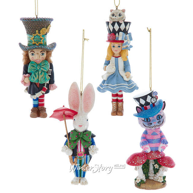 Набор елочных игрушек Алиса в Стране Чудес - Magique de Alice 13 см, 4 шт Kurts Adler