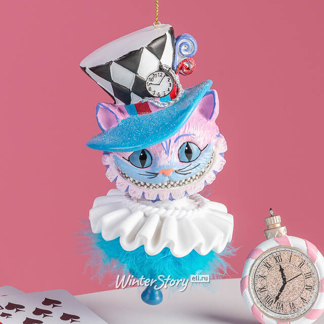 Елочная игрушка Чеширский Кот - Алиса в Стране Чудес 15 см, подвеска Kurts Adler