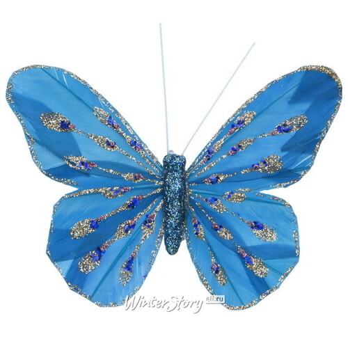 Декоративное украшение Butterfly Jody 13 см синее, 2 шт, клипса Koopman
