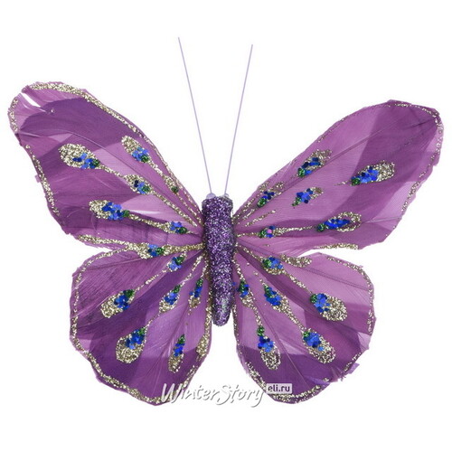 Декоративное украшение Butterfly Jody 13 см фиолетовые, 2 шт, клипса Koopman