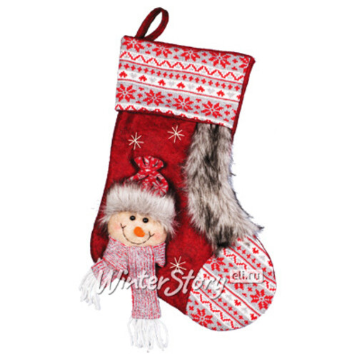 Новогодний носок Сказки Лапландии со Снеговиком 45 см Holiday Classics