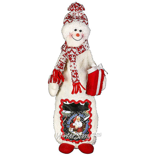 Чехол на бутылку Снеговик 38 см красный Mister Christmas