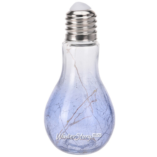 Декоративный подвесной светильник Эдисон 19 см голубой, на батарейках, стекло, IP20 Koopman