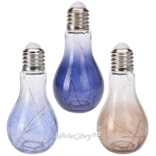 Декоративный подвесной светильник Эдисон 19 см синий, на батарейках, стекло, IP20 Koopman