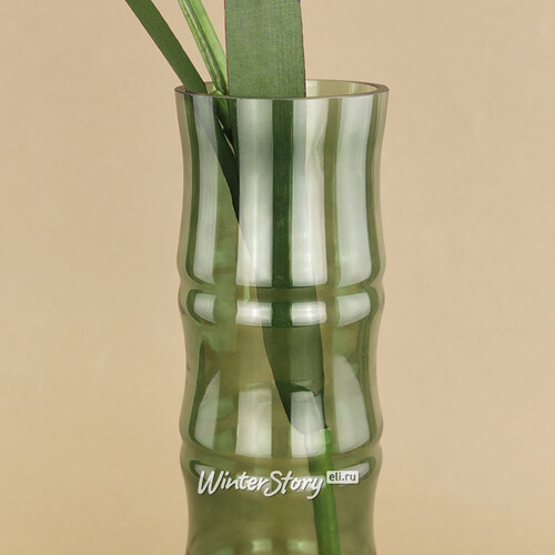 Стеклянная ваза Bambu 32*10 см изумрудная Koopman