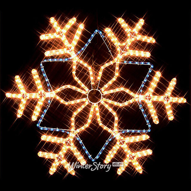 Снежинка из дюралайта 91 см, желтые/синие микролампы, контроллер, IP44 Snowhouse