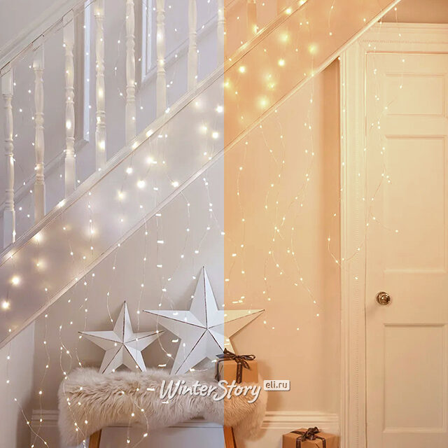 Гирлянда Штора 3*2.7 м, 300 теплых/холодных белых микро LED ламп, пульт управления, IP20 Snowhouse