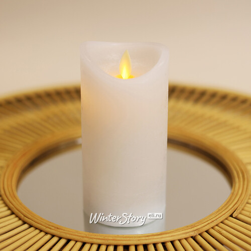 Светильник свеча восковая Живое Пламя 15*7.5 см белая на батарейках, таймер Koopman