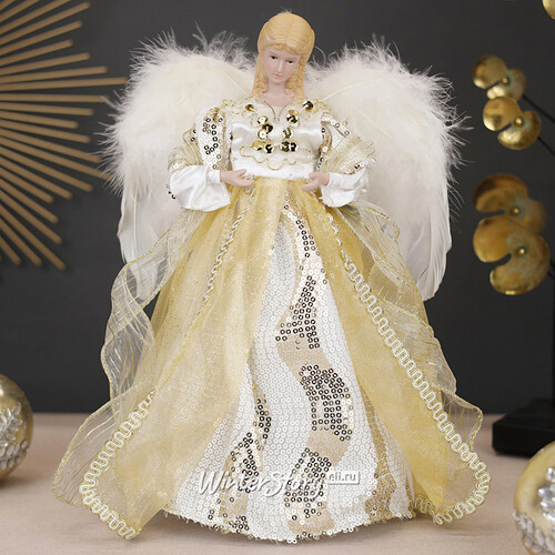 Декоративная фигура Ангел - Хранитель с золотистой лентой 30 см Kurts Adler