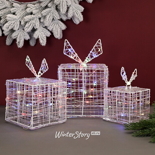 Светящиеся Волшебные Подарки под елку 10-20 см, 3 шт, 90 разноцветных мини LED ламп Koopman