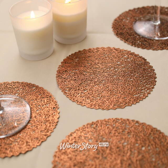 Набор подставок под кружки и стаканы Жаклин 13 см трюфельные, 4 шт Koopman