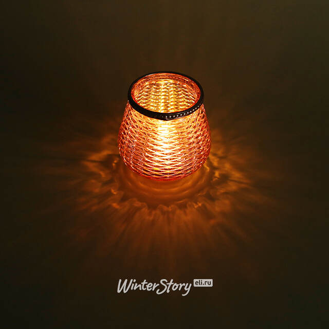 Стеклянный подсвечник Аиша 11 см розовый Hogewoning