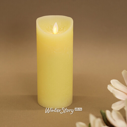 Светодиодная свеча с имитацией пламени 18 см, кремовая восковая, батарейка Peha