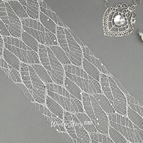 Декоративная лента с блестками Meteora 270*13 см серебряная Kaemingk
